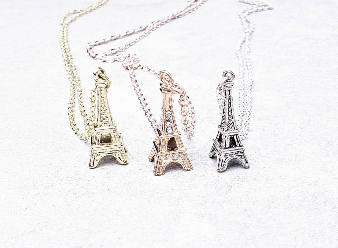 Rose Gold Eiffel Tower Pendant Necklace 
