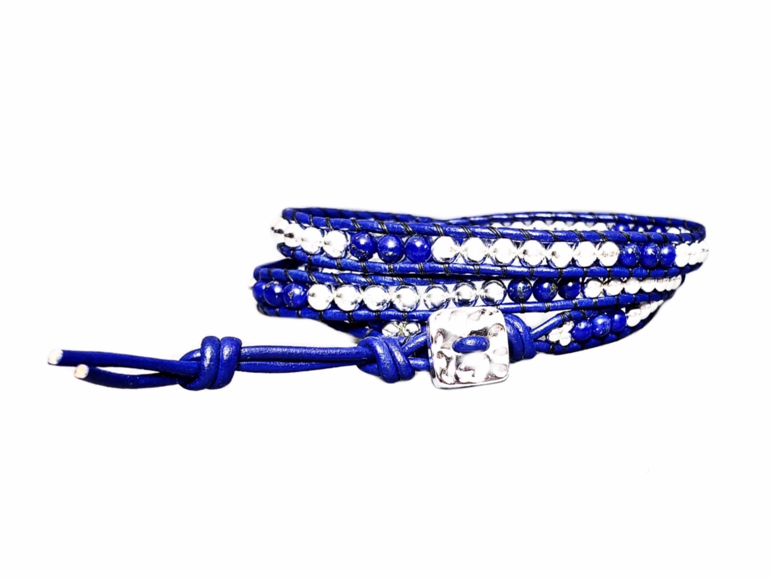 Triple Wrap Leather Bracelet Cobalt Blue Leather Wrap Etsy