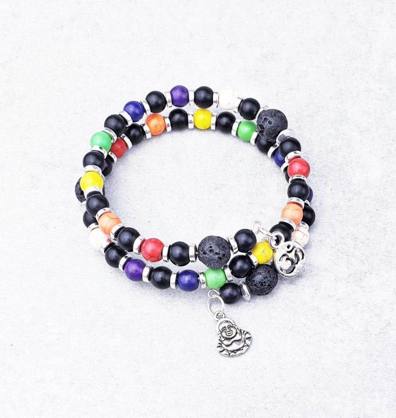 7 Chakra Wrap Bracelet 2X Wrap Beaded Bracelet Oil Diffuser Etsy
