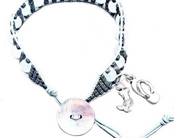 AQUA STONE Wrap Bracelet| Aquamarine Leather Wrap Bracelet| Aqua Blue Quartz Metallic Blue Hematite Gemstone Wrap Bracelet| Wrap Bracelet