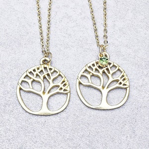 Gold Tree of Life Pendant Necklace| Personalized Tree of Life Necklace| Birthstone Charm Necklaces| Personalized Gift| Layering Necklaces