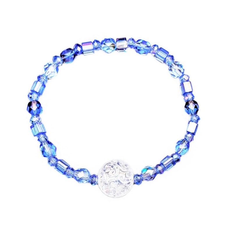 Blue Firepolished Czech Crystal Beaded Bracelet Aurora Etsy