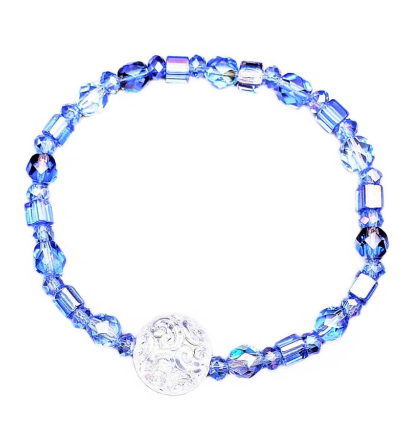 Blue Firepolished Czech Crystal Beaded Bracelet Aurora Etsy