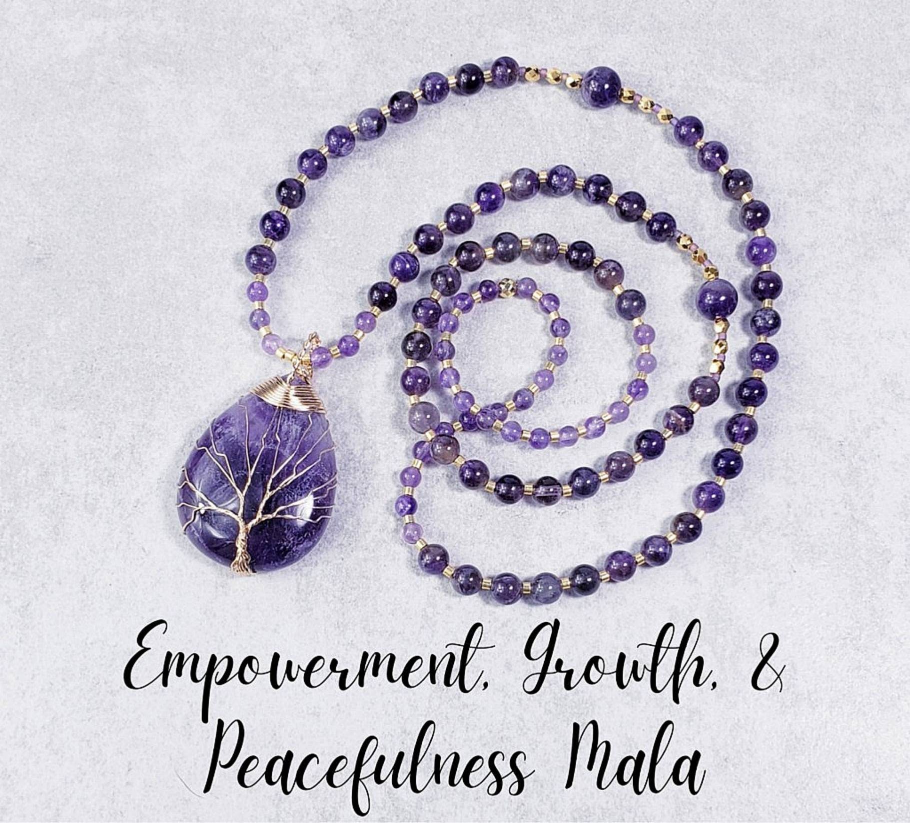 EMPOWERMENT GROWTH PEACEFULNESS Mala Necklace Amethyst - Etsy