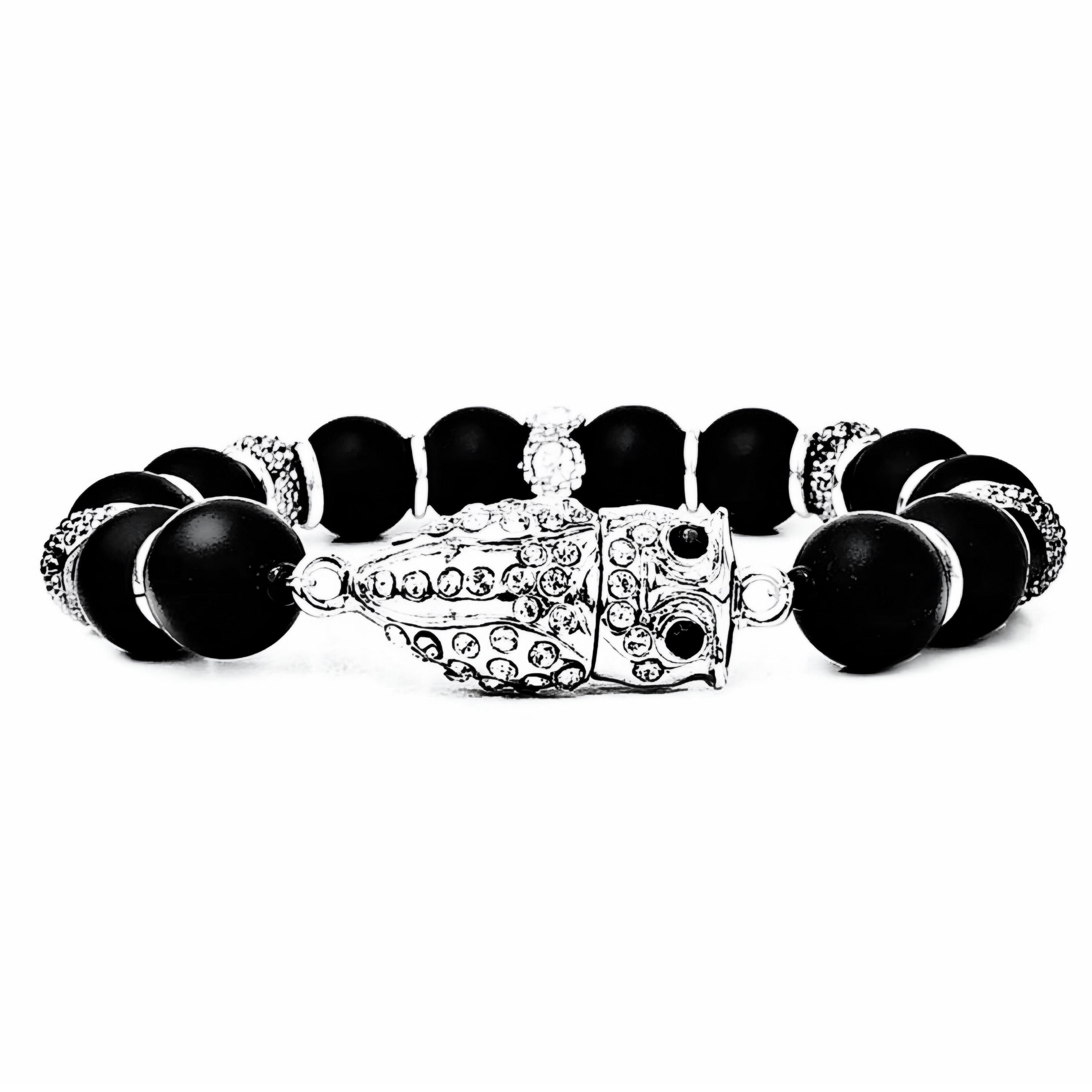 OWL MAGNETIC CLASP Bracelet| Owl Beaded Bracelet| Silver Owl Bead Bracelet| Owl Lover Bracelet| Gems
