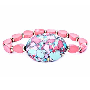 Armband KORAAL en TURKOOISSTEEN| Koraalhouten kralenarmband| Turkoois edelsteenarmband| Kleurrijke kralenarmband| Stapelbaar