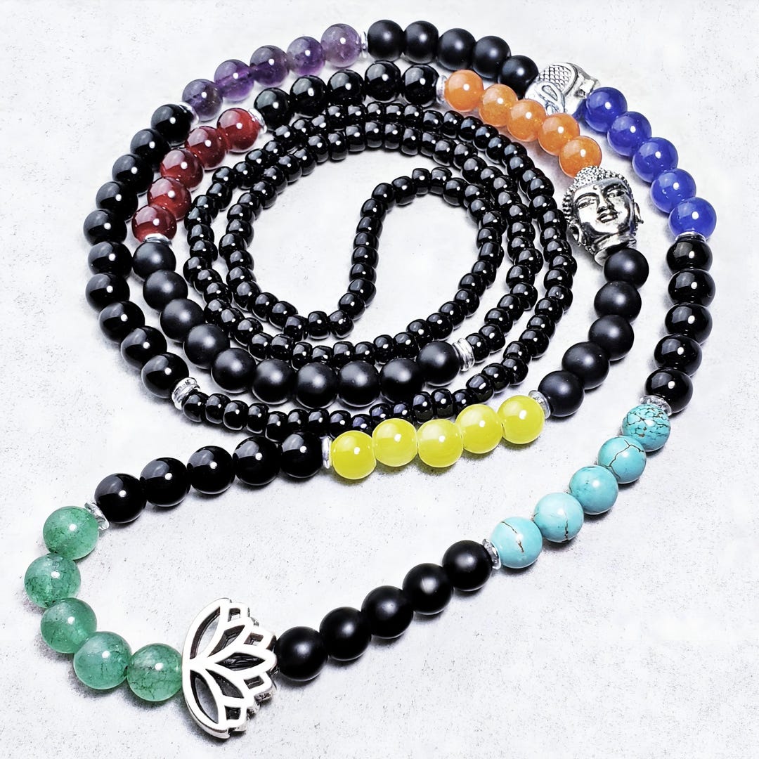 7 Chakra Beaded Necklace Silver Buddha Lotus Elephant Spiritual 7-chakra-beaded-necklace-silver-buddha-lotus-elephant-spiritual
