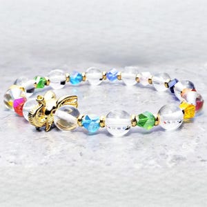 FENG SHUI CHAKRA Bracelet| Pavé Cubic Zirconia Gold Feng Shui Elephant Bracelet| Crystal Quartz Gemstone Chakra Rainbow Crystal Bracelet