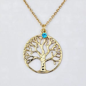 Tree of Life Necklace| Personalized Tree of Life Necklace| Birthstone and Initial Charm Tree of Life Necklace| Gold Tree of Life Necklace
