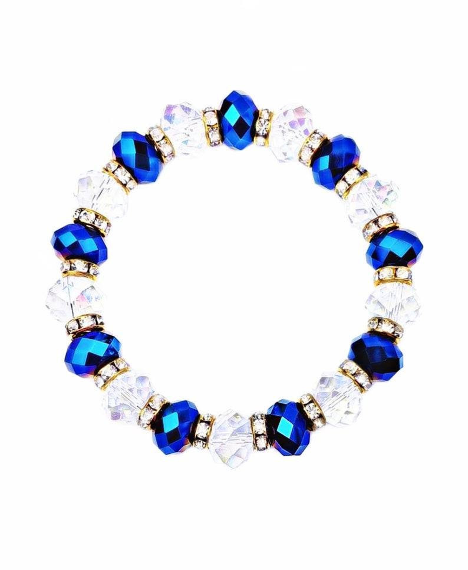 Sapphire Blue Crystal Bracelet Aurora Borealis Iridescent Etsy