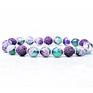 Fire Agate Diffuser Bracelet | Purple Lava Stone Aromatherapy Bracelet