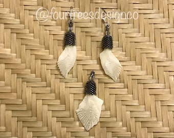 Beaded alligator gar fish scale earrings & pendant