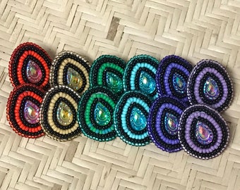 Beaded stud teardrop earrings