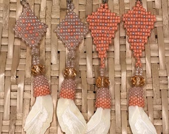 Beaded alligator gar fish scale earrings