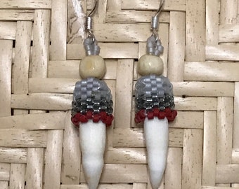 Beaded Alligator Teeth Earrings
