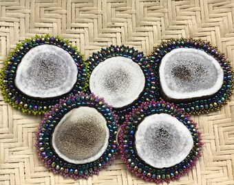 Handmade Beaded Antler Brooch