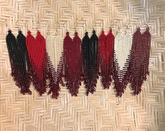 Beaded fringe brick stitch earrings