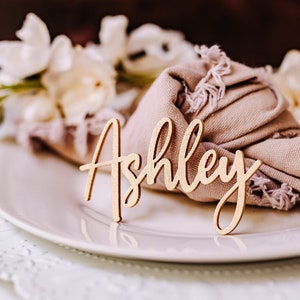 Pace Card Name Tags Large for Weddings & Birthdays | 2 Inch Laser Cut Wooden Table Setting Decor, Name Plates Rehearsal Dinner