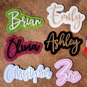 Acrylic Cake Charm, Name for Cake, Cake 3d Tag, Birthday 2 Layer Custom Acrylic Name, Personalized Cake Decor