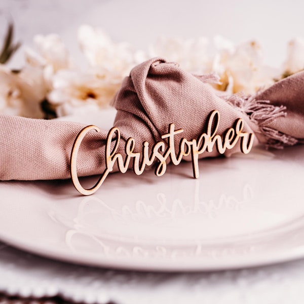 Wedding Place Cards, Birthday Name Tags, Wooden Table Decor, Gold Guest Tag Events Parties
