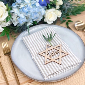 Passover Name tags, Wood Star of David Place Tag, Rosh Hashanah, Hanukkah, Purim, Shabbat, Pesach, Yom Kippur