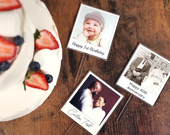 Acrylic Cake Topper Photo Customized With Picture Name Dessert Sign Charm Printed Face