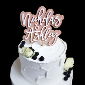 Wedding Cake Topper Double Layer Personalized, Birthday Acrylic Dessert Toppers, Modern Custom Script Decor