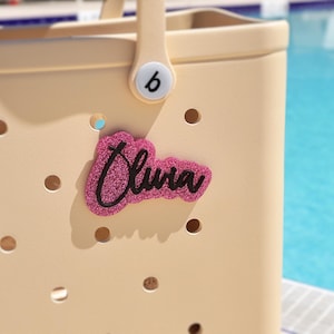 Bogg Bag Charm: Custom Beach Bag Tag, Personalized Acrylic Tote Accessories & Family Name ID Plate