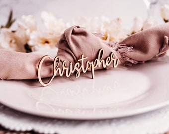 Place Cards for Wedding, Birthday Laser Cut Names, Wooden Name Tags, Wedding Place Setting, Event Table Decor,  Name Plate, Small Name Sign