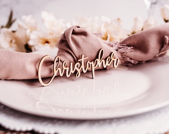 Name Tags for Wedding, Birthday Laser Cut Names, Wooden Place Cards, Wedding Place Setting, Event Table Decor, Name Plate, Small Name Sign