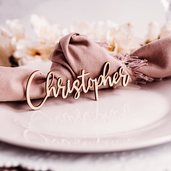 Name Tags Place Cards, Wedding Name Plate,  Birthday Laser Cut Names, Wooden Setting, Table Decor, Name Plate