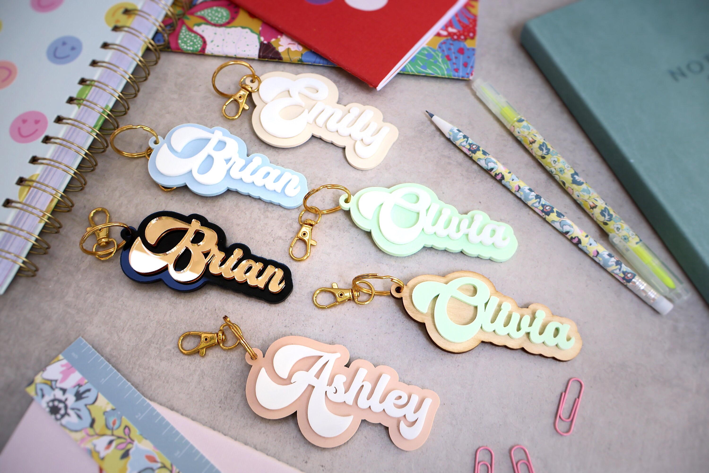 Acrylic Keychain Personalized, Custom Name Charm, School Tag