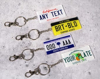 Custom Keychain License Plate – Personalized Acrylic Car Tag Key Ring 2.5" × 1.25"