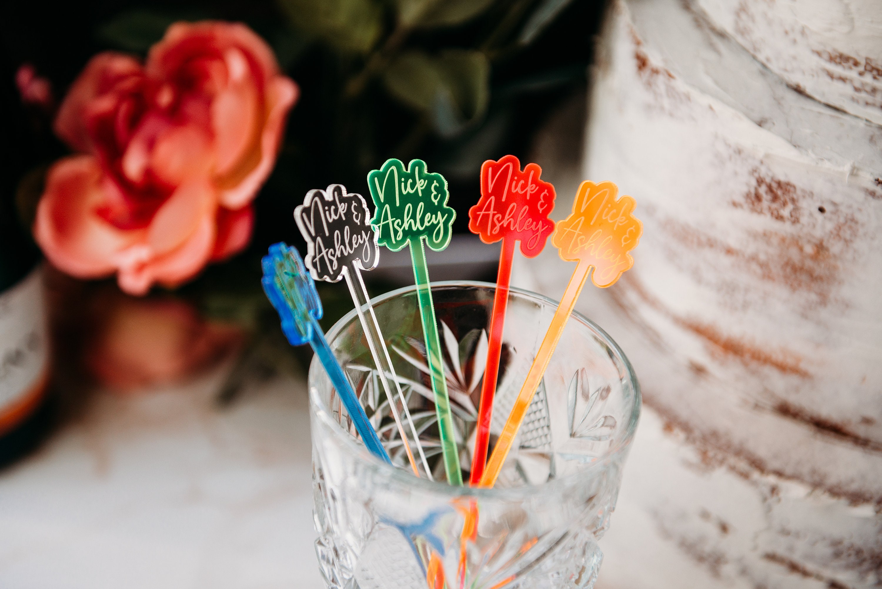 Custom Personalized Stirrer, Stirrer Birthday, Wedding Drink Charms, Drink Names, Cocktail Tags, Couple Names, Party Neon Acrylic Stirrer