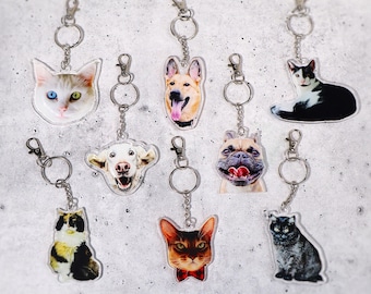 Photo Keychain Pet Custom Acrylic Personalized Cat Dog Charm