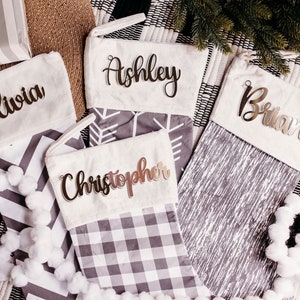 Stockings Tags Personalized, Name Christmas Label, Festive Wooden Gift Tags, Stocking Name Ornament, Christmas Custom Cards, Fireplace Decor