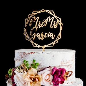 Personalized Wedding Cake Topper – Modern Custom Acrylic Name Topper – Last Name Cake Decor for Wedding or Birthday