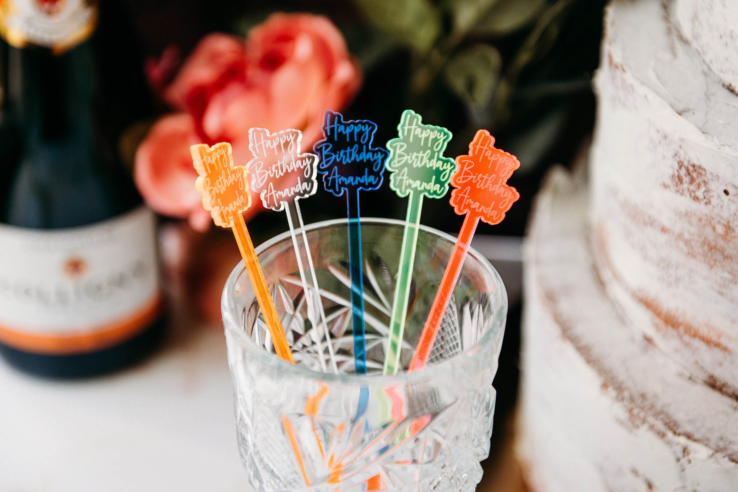 Custom Personalized Stirrer, Stirrer Birthday, Wedding Drink Charms, Drink Names, Cocktail Tags, Couple Names, Party Neon Acrylic Stirrer