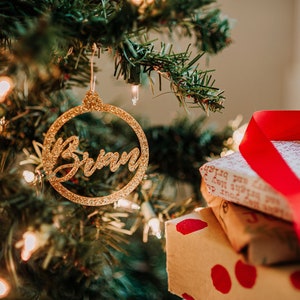 Wood Christmas Name Ornament: Custom Personalized Bauble, Gift Tag