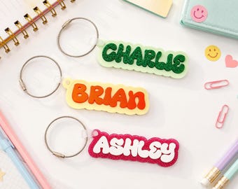 Wire Backpack Keychain: Custom School Name Tag