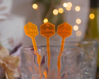 Drink Stirrers Wedding Personalized, Acrylic Cocktail Stir Sticks, Swizzle Sticks, Custom Drink Topper, Charm