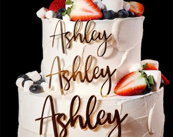 Personalized Acrylic Cake Charm: Custom Name Topper, Wedding & Birthday