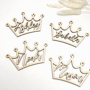 Crown Place Cards, Custom Wood Place Tags Names, Royal Name Tags, Queen King Place Names, Table  Decor Wooden