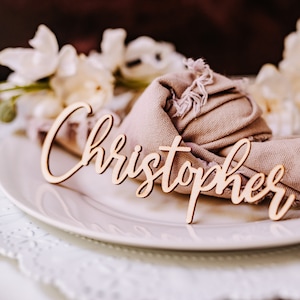 Custom Name Tags, Wedding Place Cards, Birthday Laser Cut Names, Wooden Table Decor, Personalized Name Plates