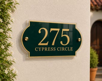 Modern Address Sign, Clear Acrylic UV Printed House Number And Street Name
