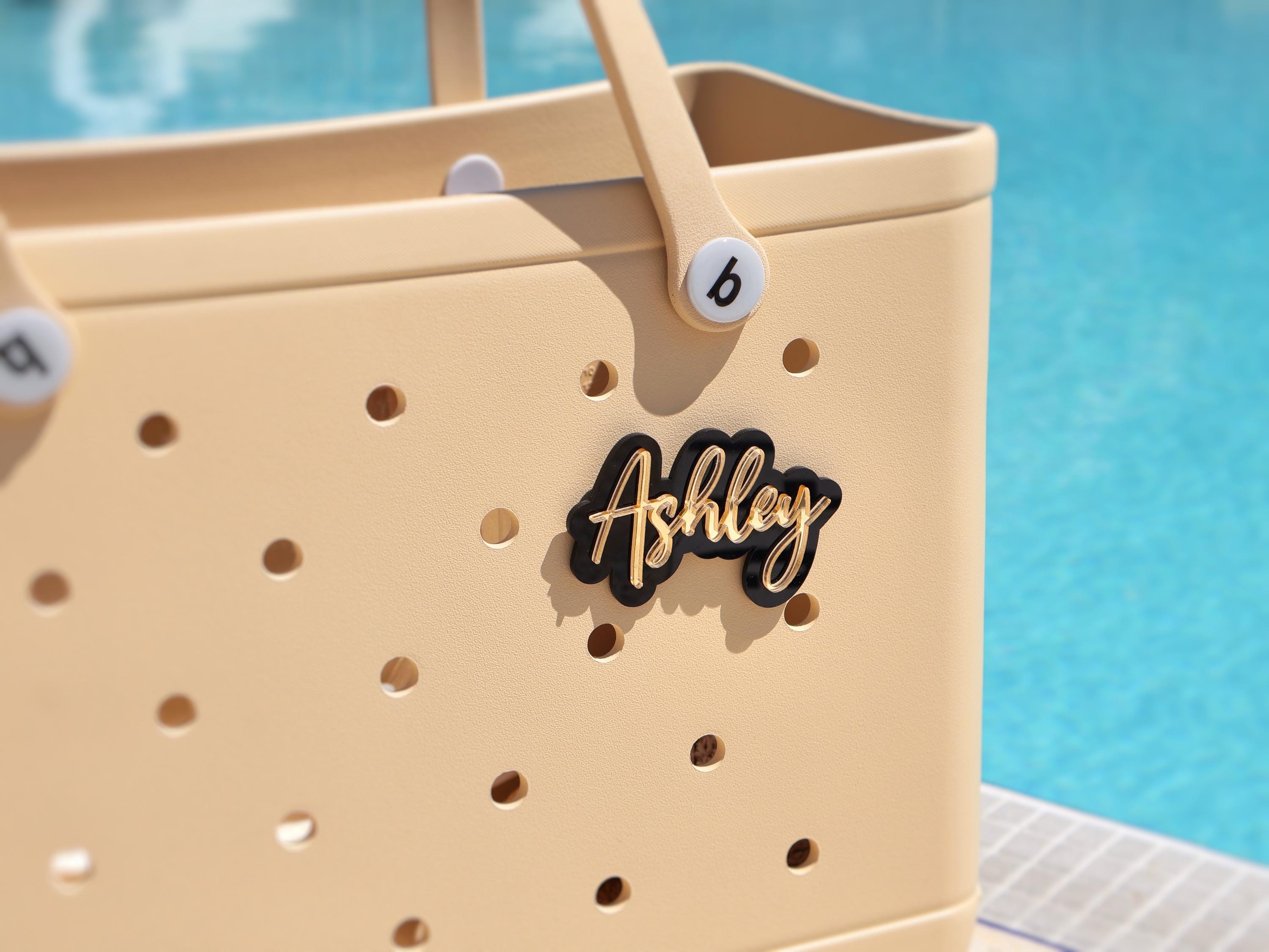 Bogg Bag Charm, Custom Beach Bag Tag, Personalized Acrylic Tote Accessories & Family Name ID Plate
