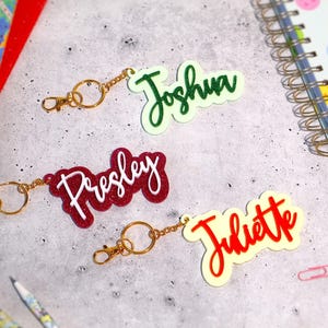 Personalized Acrylic Name Keychain, Custom School Backpack Charm, Diaper Bag Tag, Lunchbox Accessories