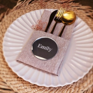 Acrylic Place Cards, Wedding Round Acrylic Name Tags, Birthday Table Decor, Place Name, Custom Names Geometric