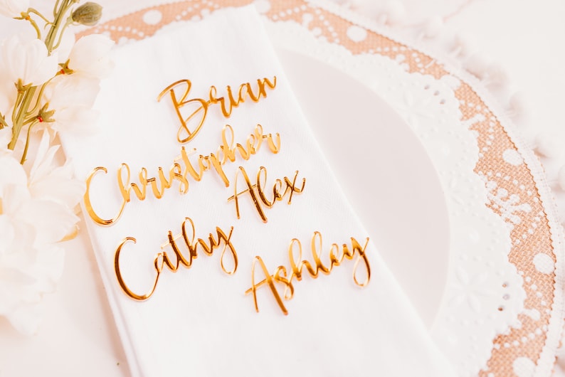 gold mirrored acrylic name tags place cards wooden names name place cards laser cut names name tags for wedding wood name card wedding name tagswedding place cards
bachelorette party
wedding favors 
wedding decor 
name plate