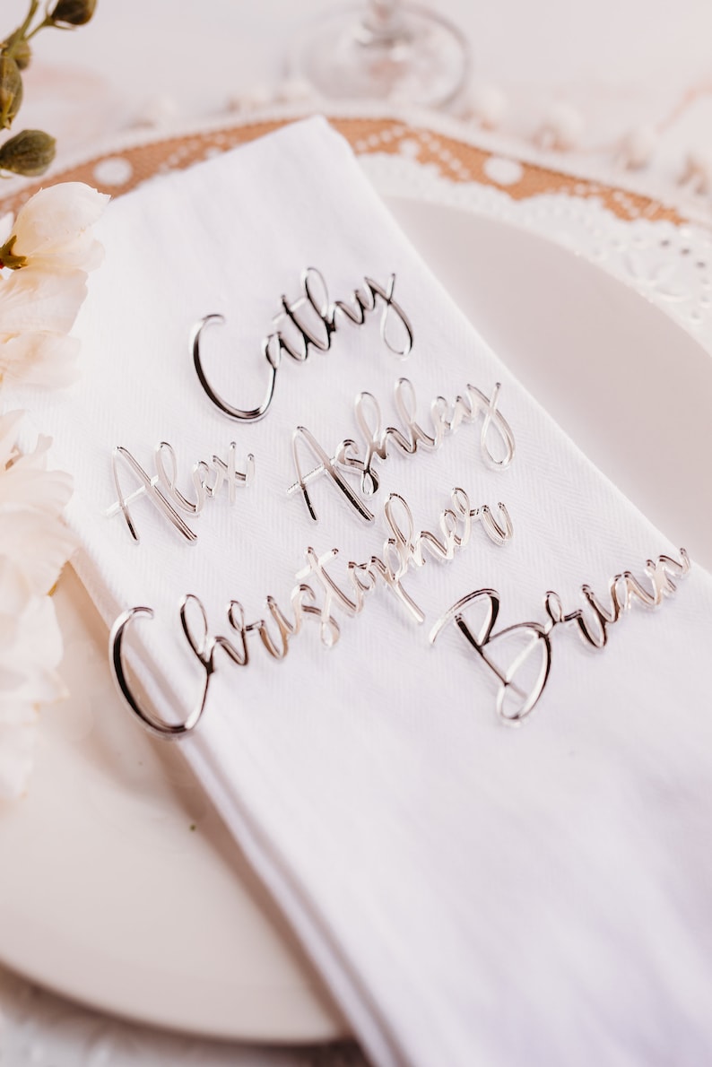 silver mirrored acrylic name tags place cards wooden names name place cards laser cut names name tags for wedding wood name card wedding name tagswedding place cards
bachelorette party
wedding favors 
wedding decor 
name plate